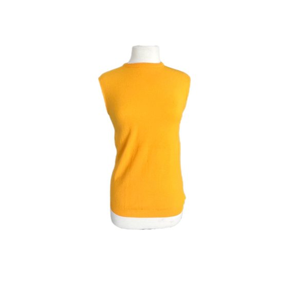 Vintage 60s Helanca Yellow Crewneck Sleeveless Nylon Top - Picture 6 of 7